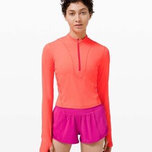 Lululemon Gloss Trim Run Half-Zip Long Sleeve Top Sunset Size 4